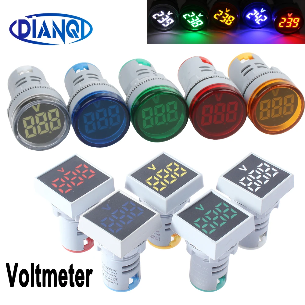 22MM DIY Mini Digitale Voltmeter Ronde AC 60-500V Volt Voltage Tester Meter Monitor Power LED Indicator pilot Lamp Licht Display