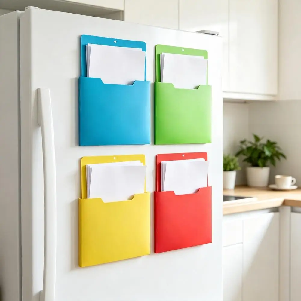 File Holder with Large Magnetic Back, Wall Hanging Document Organizer A4 Paper Organizer Case for Whiteboard Refrigerator Locker