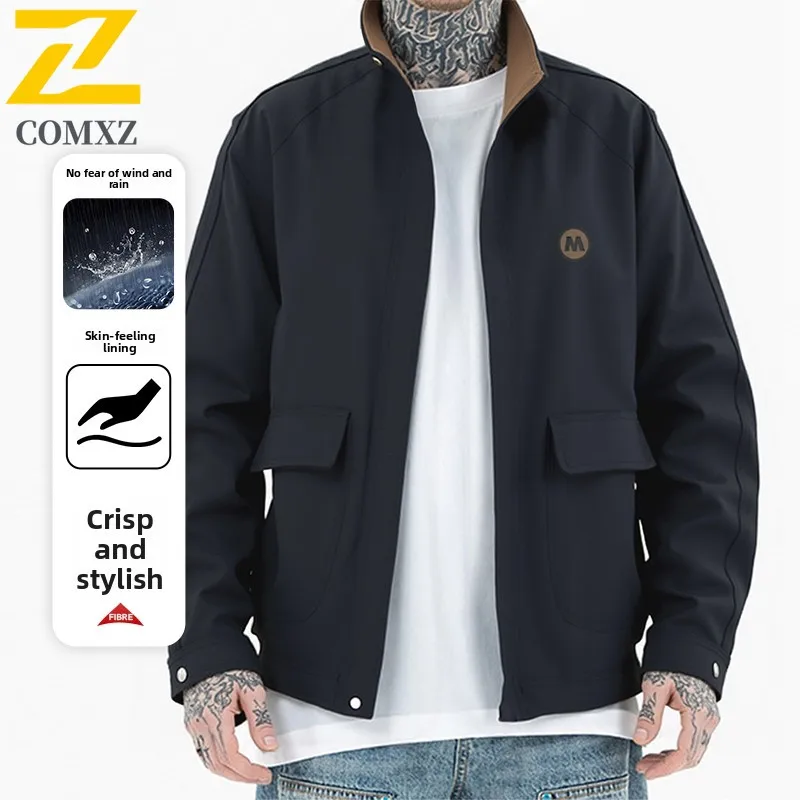 

2025 New Men Casual Jacket Spring Autumn Fashion Versatile Windproof Breathable Stand Up Collar Coat Street Travel Men Clothing