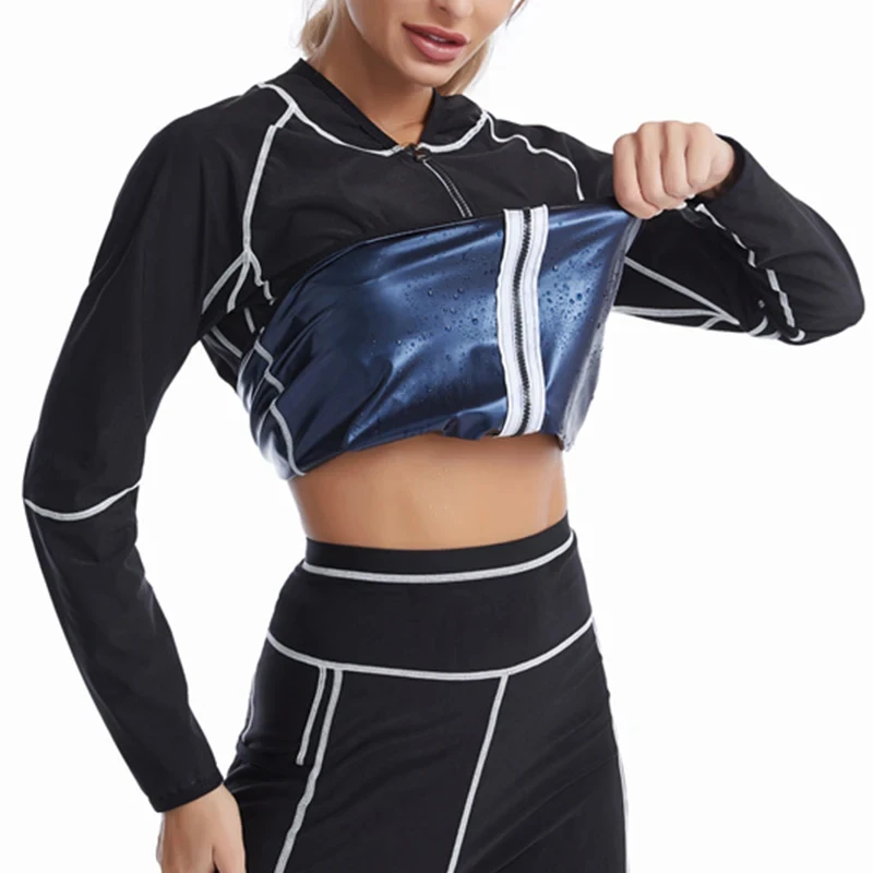 Sauna Suit Women Gym Clothing Coat Pants for Sweating Weight Loss Sports Active Wear Slimming Tracksuit Fat Burning leggings