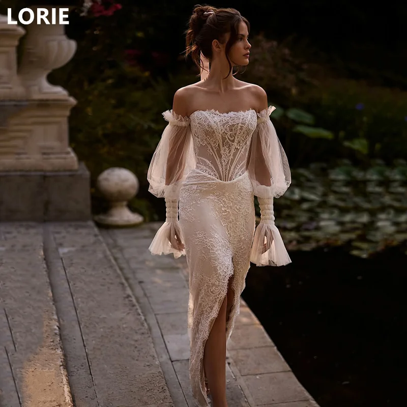 

LORIE Mermaid Sexy Applique 3D Flowers Wedding Dress Side Split Backless Wedding Gowns Backless Bride Gown Customized 2025