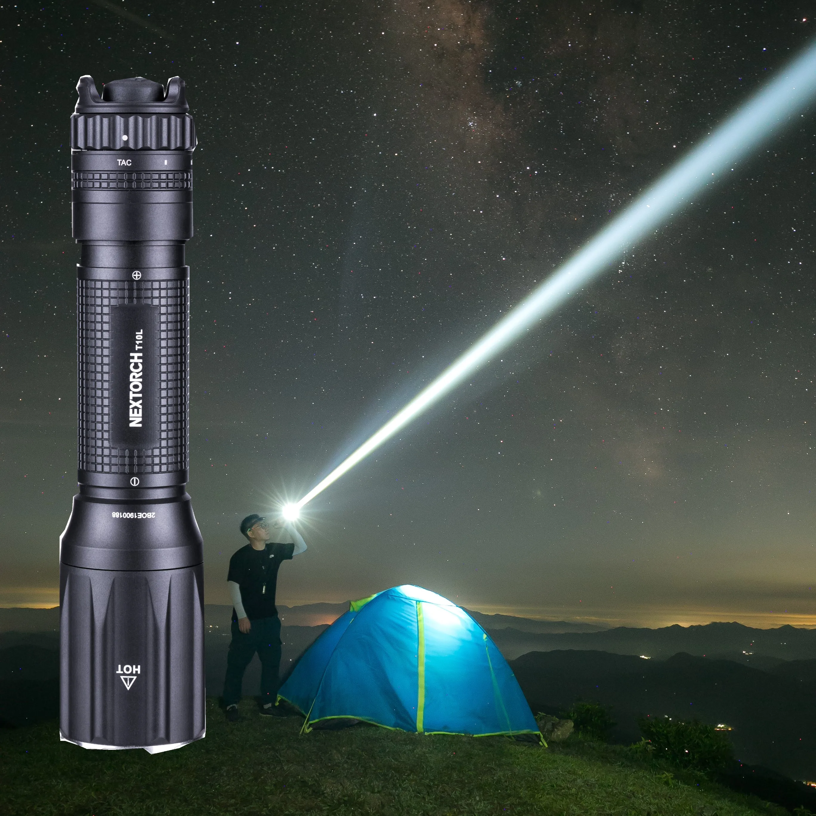 Lep T10L Linterna LED táctica de autodefensa Cuerpo de aleación de aluminio de largo alcance y potente para defensa personal