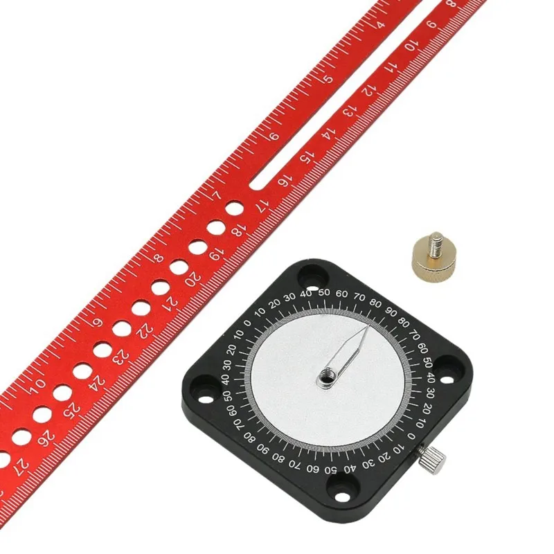 A25F-Woodworking Compass,Marking Ruler, Aluminum Alloy Drawing Compass, Parallel/Vertical Crossing Ruler, T-Shaped Drawing