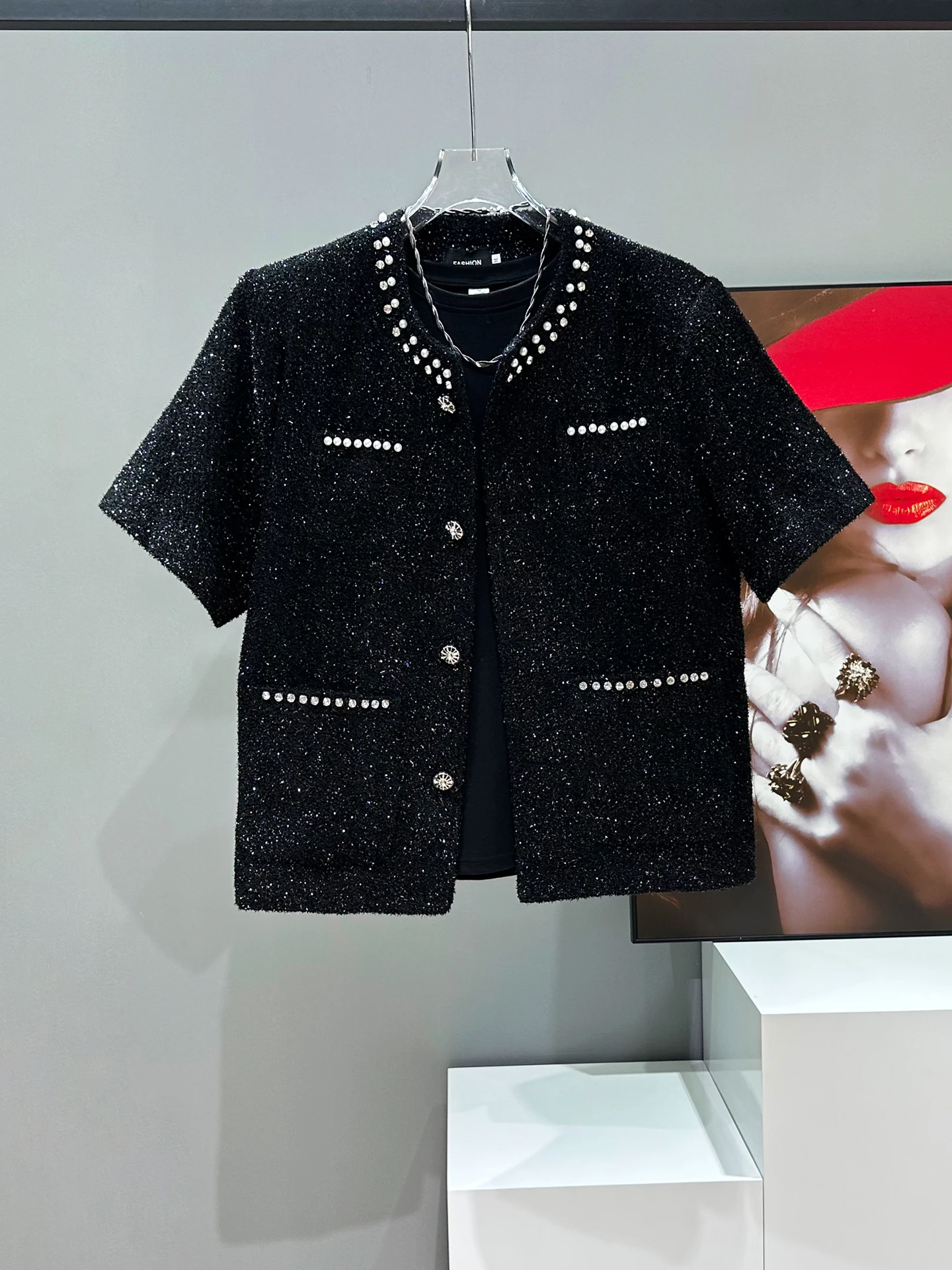 

Мужская летняя модная верхняя одежда с вышивкой и жемчужными нашивками на плечах, свободного кроя, с круглым вырезом, для молодежи