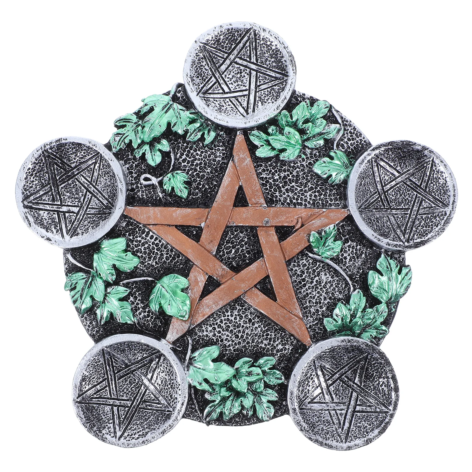 

Pentagram Candlestick Altar Prop Resin Tealight Holder Ceremony Stand Unique Ornament Decorative