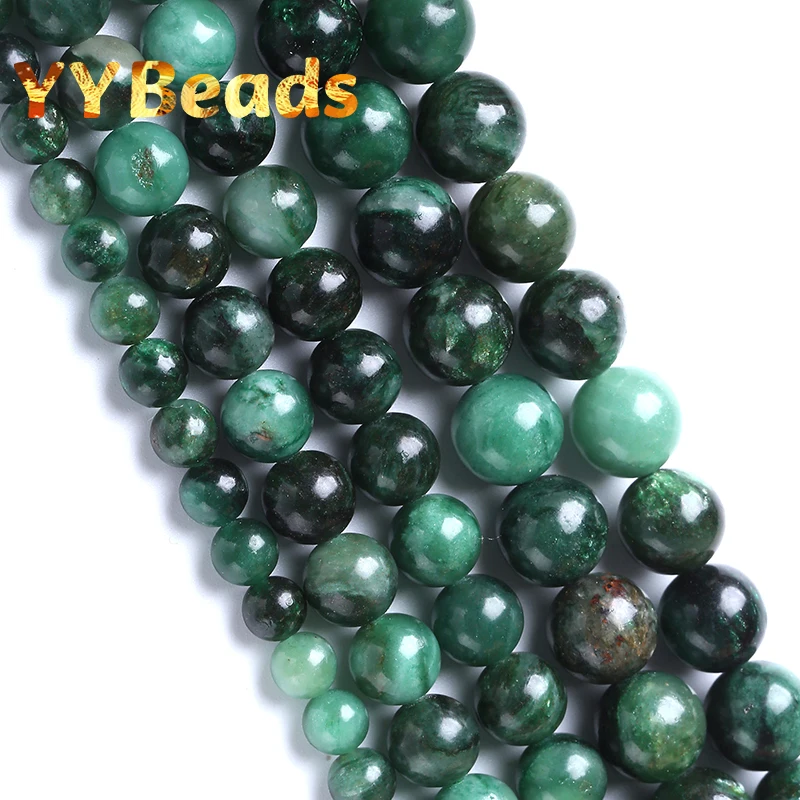 

A+ Genuine Natural Green Emerald Stone Beads Round Loose Gemstone Beads For Jewelry Making 6 8 10mm 15" DIY Bracelets Necklaces