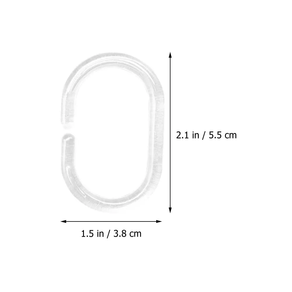 12Pcs Clear Shower Curtain Hooks Plastic C-Shaped Easy Install Non-Slip Bathroom Bathtub Dressing Room Curtain Hangers