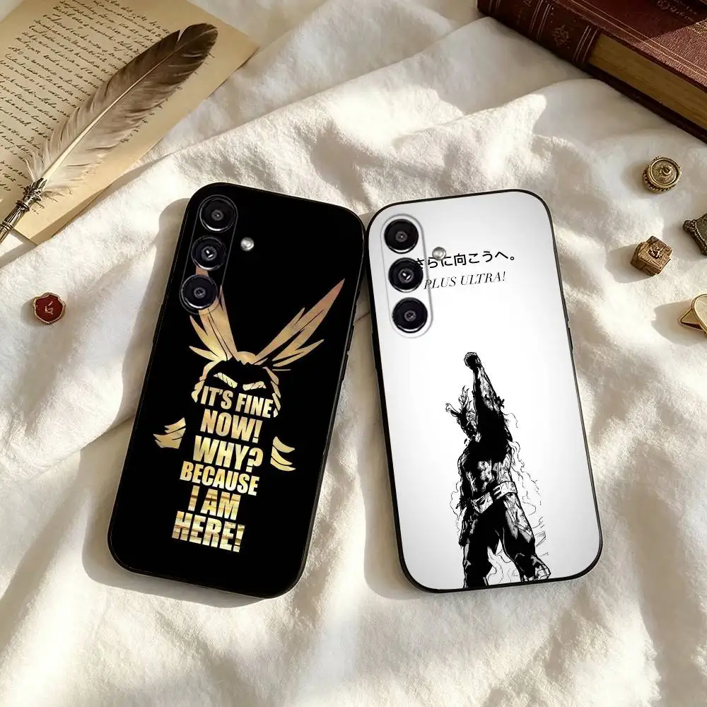 My Hero Academia All Might Phone Case Black Silicone Soft For Samsung Galaxy A73,A72,A71,A70,A53,A52,A51