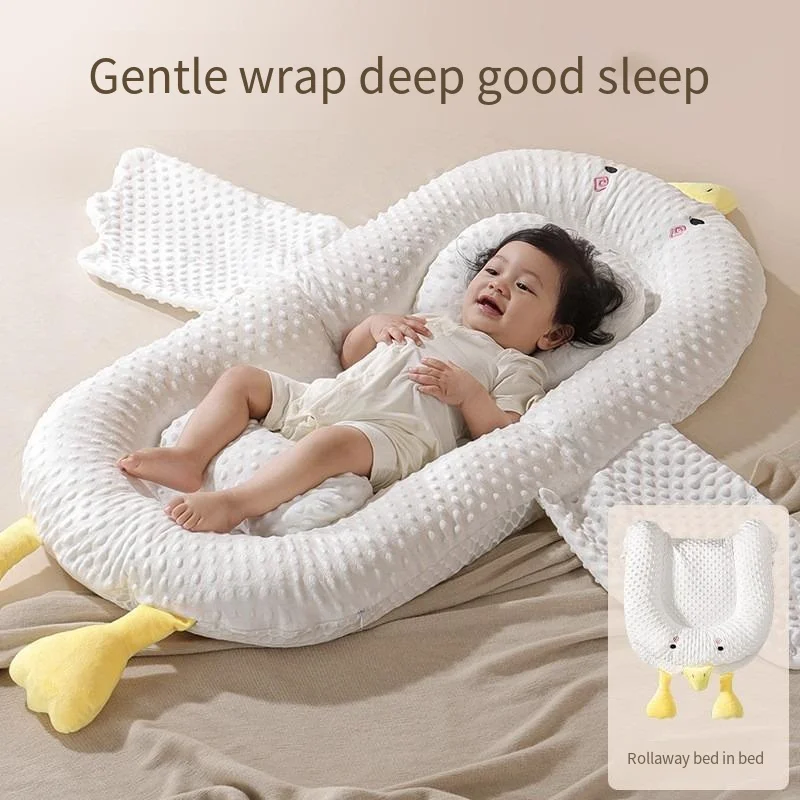 Portable Newborn Baby Crib Portable Bed Cotton Lace Womb-shaped Sleep Bed Co-sleeping Mattress