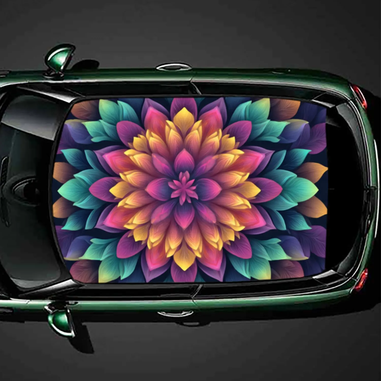 Pegatina colorida para techo de coche con Mandala, palo autoimpermeable de PVC, accesorios exteriores llamativos para decoración, protege el regalo para el coche