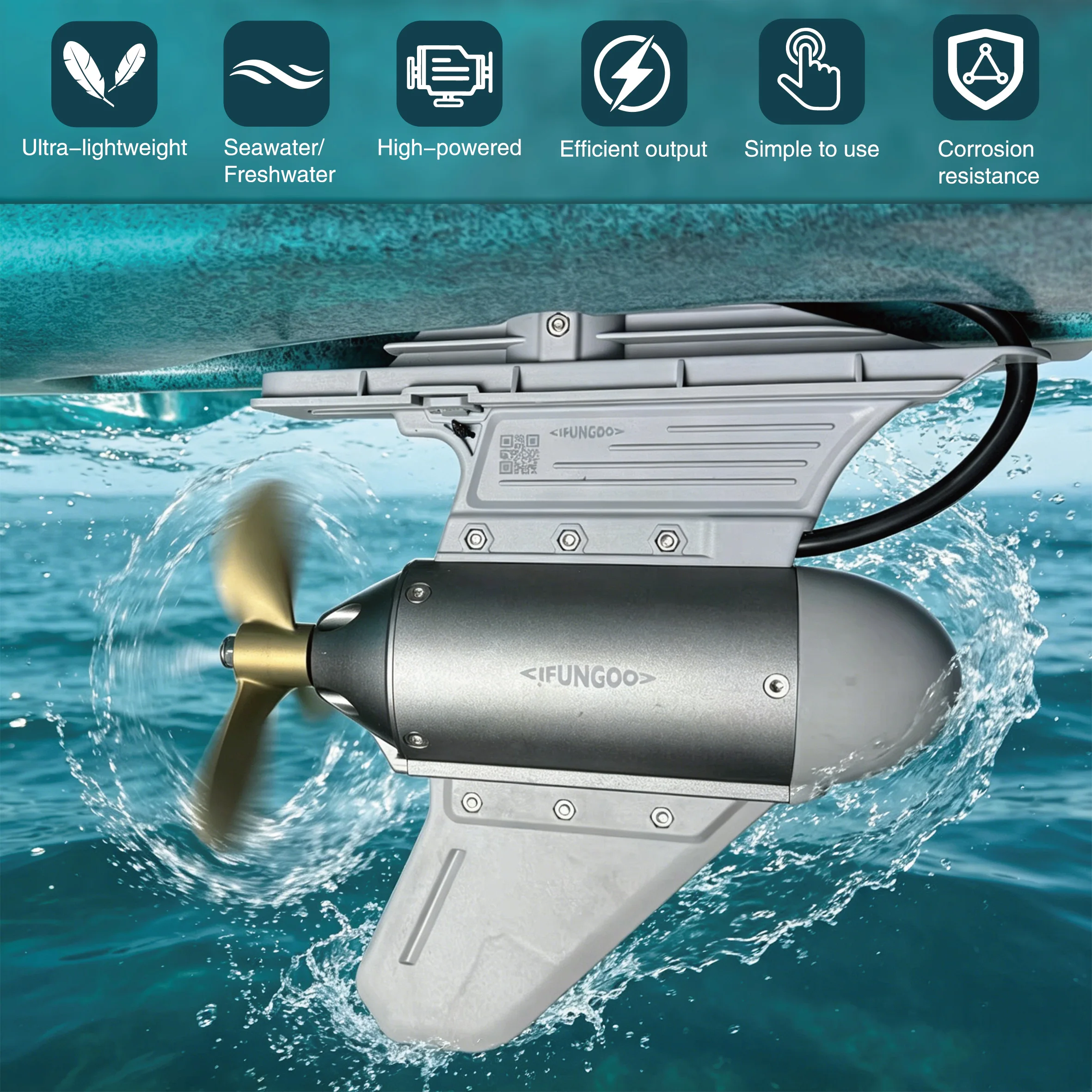 High Quality 450Watt DC 24V Plastic Eco-Friendly Electric Thruster Motor for Kayak Fishing Boat Engine Installation