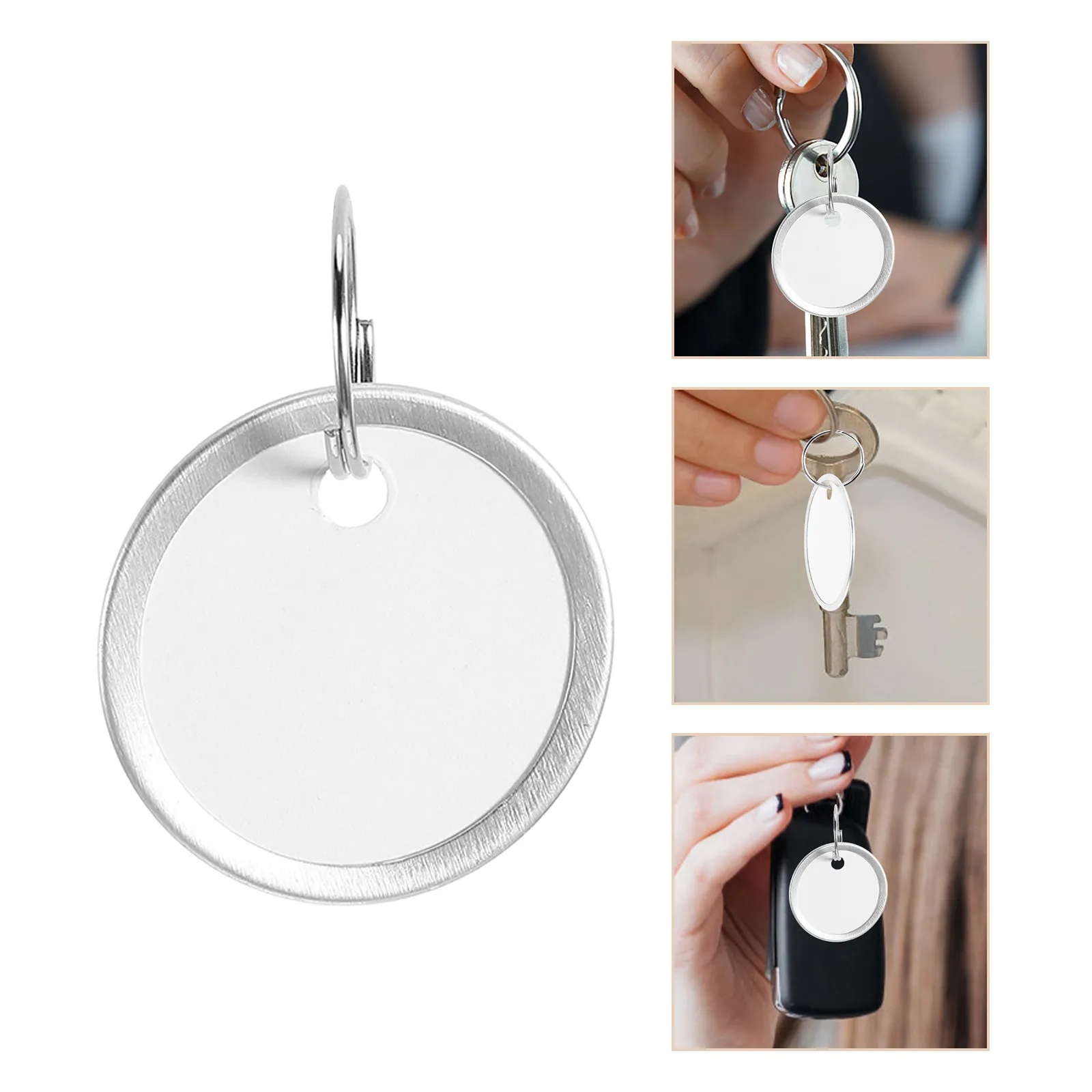 100Pcs Metal Rimmed Round Paper Key Tags Heavy Duty Writable Labels for Key Identification and Labeling Keychain Tag Mental