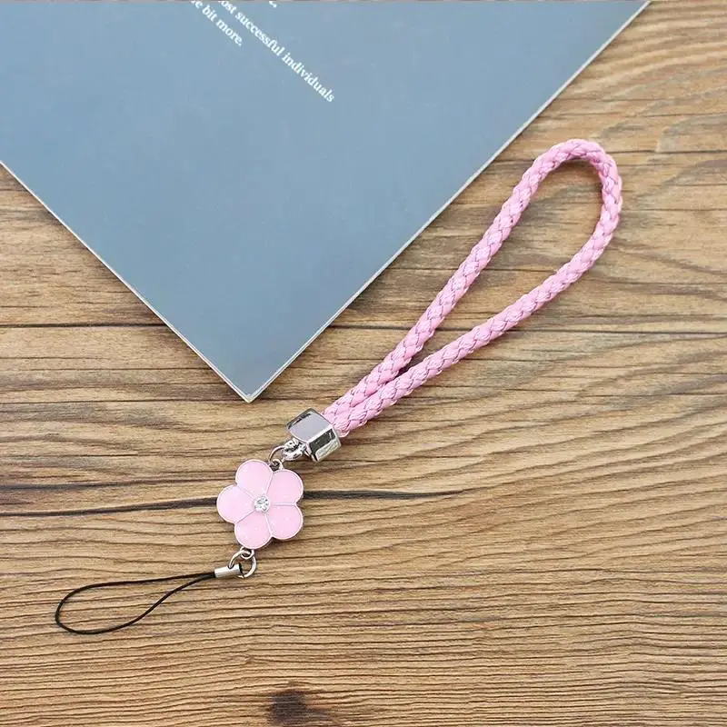 Solid Color Phone Wrist Strap, Colorful Flower Lanyard