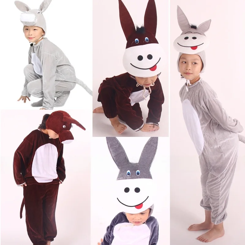 أزياء الهالوين Donkey Onesie المتطابقة بين الوالدين والطفل، زي أداء رياض الأطفال، ملابس كاني السنوية
