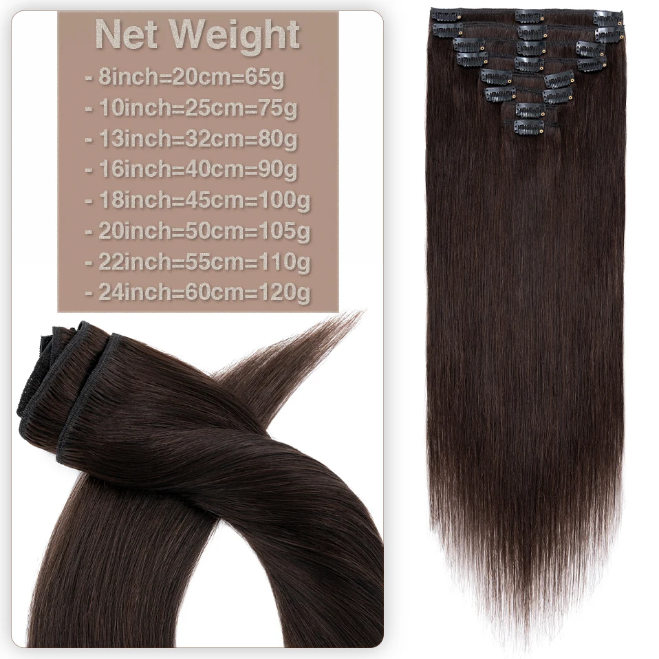 S-noilite 8pcs/set Clip In Hair Extension Human Hair 18Inch 100g Natural Extensions Hair Clip Blonde Full Head Clip In Hairpiece