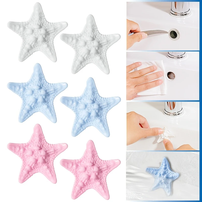 2PCS Sink Overflow Hole Cover Starfish Shape Spillover Drain Stopper | Basin Overflow Plug for Bathtub Shower Basin Home Sink