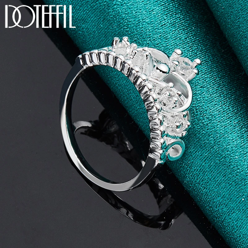 DOTEFFIL 925 Sterling Silber Krone AAAAA Zirkon Ring Für Frau Mode Hochzeit Engagement Party Geschenk Charme Schmuck