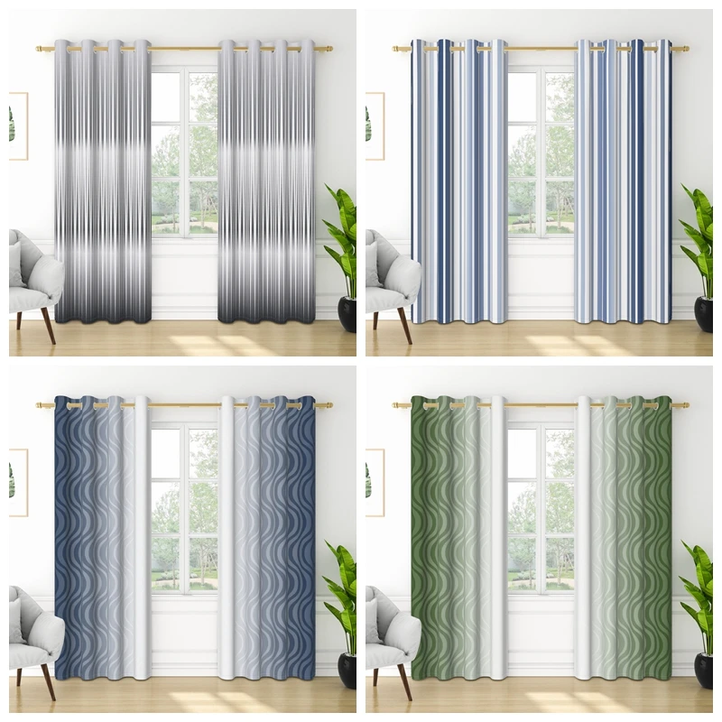 

Домашние шторы с градиентным узором, 2 шт., несколько вариантов цвета для гостиной, кухни, спальни, окна, плотные шторы, декор комнаты