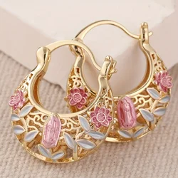Elegant Retro Carved Hollow Hoop Earrings, Exquisite Accessories for Women, Perfect Jewelry for Holiday Weddings