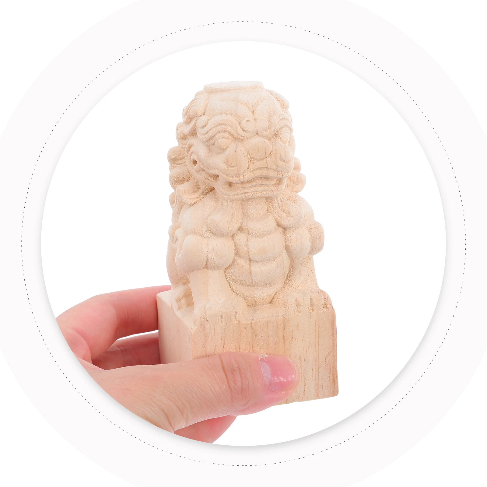 Bridge Stigma Decoration Decors Blank Guardian Lion Figurine Animal Khaki Wood Feng Shui Statue