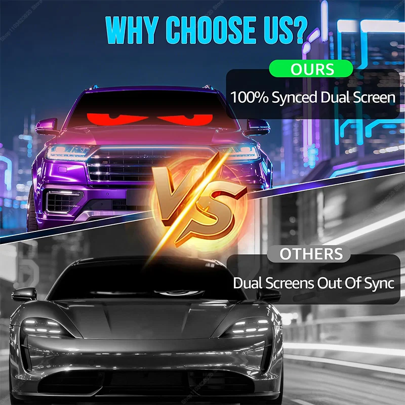 USB LED عين الشيطان عرض الزجاج الأمامي الديناميكي للسيارات شاحنة الرسوم المتحركة وامض عيون الشيطان الأمامي والخلفي الزجاج الأمامي ضوء ديناميكي #3