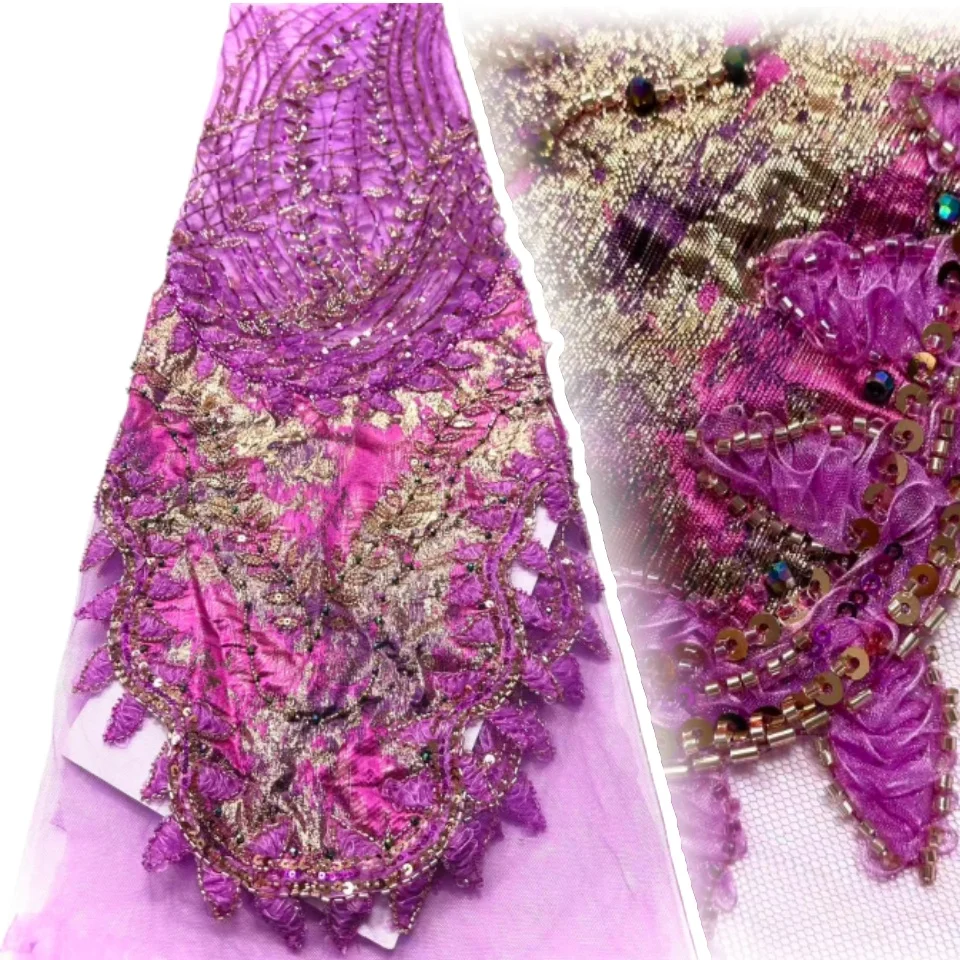 

High-End Embroidery Lace 2026 High Quality French Net Sequins Tulle African Lace Fabric for Luxury Wedding Party Women SZ1945