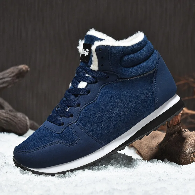 Winter Boots for Men Plush Faux Suede Ankle Boots Plus Size Warm Slip Cotton Shoes Fur Platform Male Sneakers Botas Para Hombre