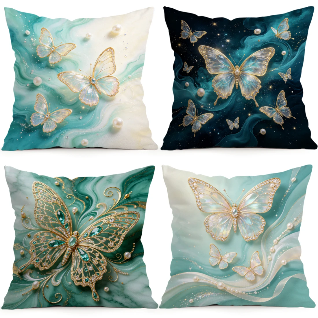 Marble Gilded Butterfly Pillowcase Printed Polyester 40/45/50cm Throw Pillowcover Decorative Sofa Cushion Pillowslip Home Decor