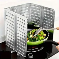 Foldable Aluminum Kitchen Gas Stove Baffle Plate Portable Frying Pan Oil Splash Protection Screen Household Kitchen Accessories