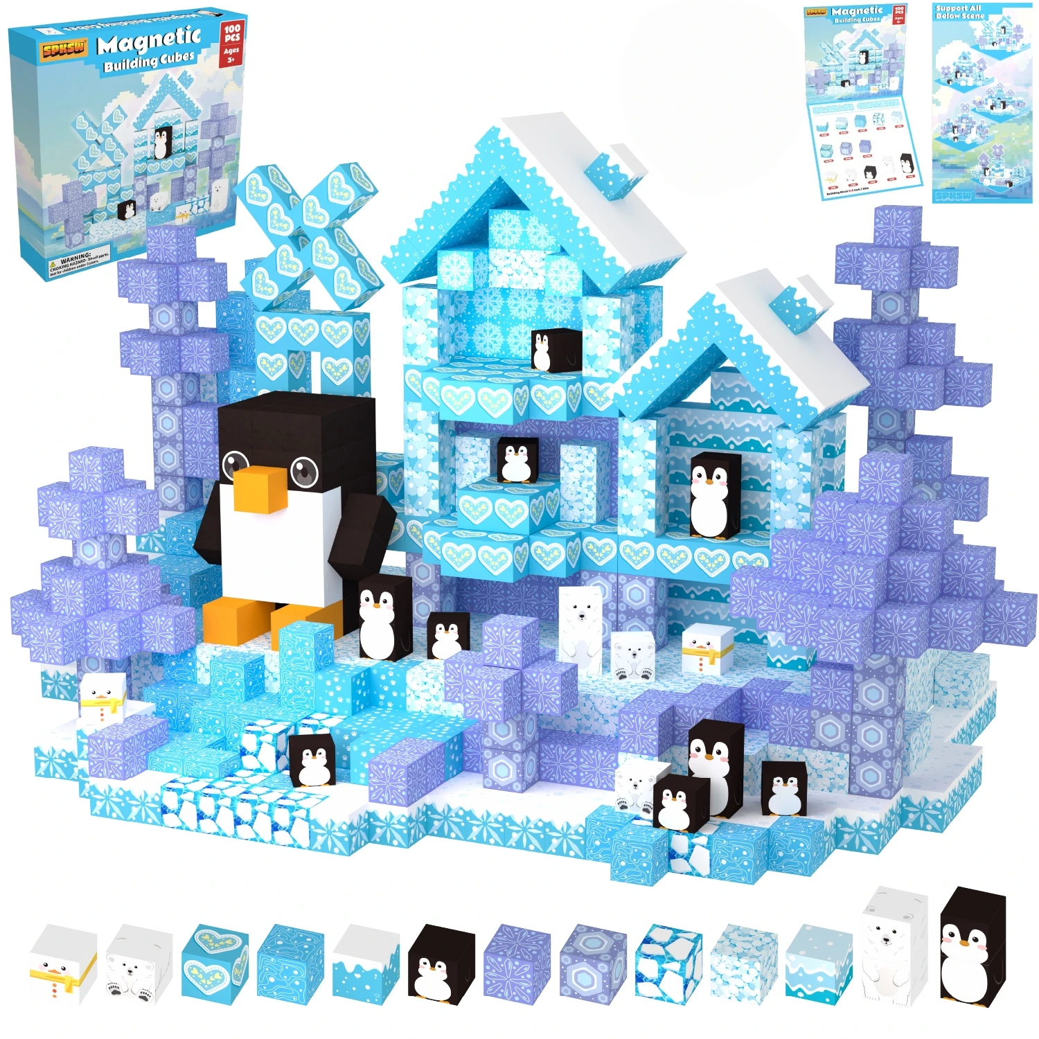 2026 NEU Magnetische Eiswelt Bausteine Set STEM Lernspielzeug Kreatives DIY Montagemodell-Kit Geschenk für Kinder Jungen Mädchen