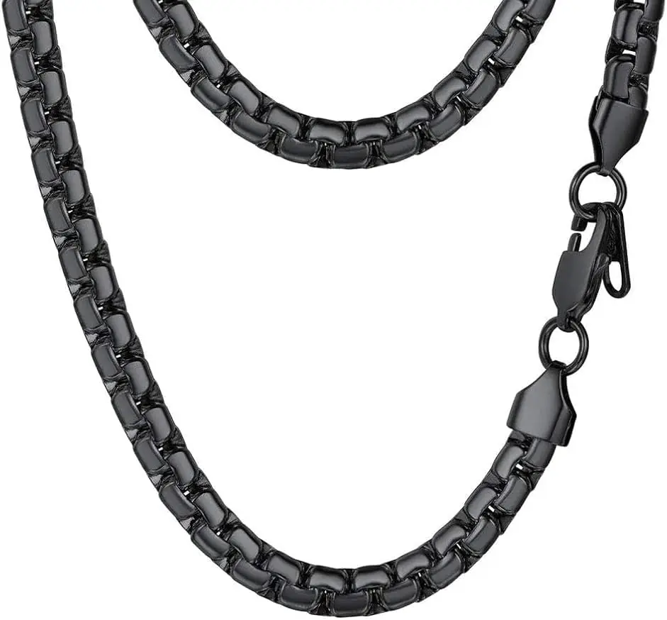 

Стильное мужское ожерелье Prosteel из нержавеющей стали с плоской цепочкой-бокс, серебристого/золотистого/черного цвета, гипоаллергенное украшение, 14-30 дюймов