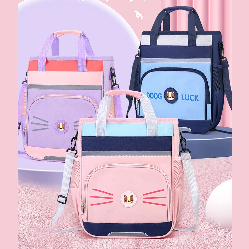 Bolsa de livro de lona para meninos e meninas, bolsa de maquiagem com um ombro, pode ser ombro duplo, bolsa crossbody de desenho animado