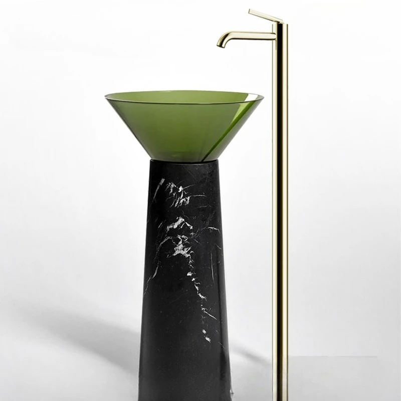 

Cross-border transparent resin wash basin hotel homestay floor-to-ceiling wash basin color transparent column basin wholesale