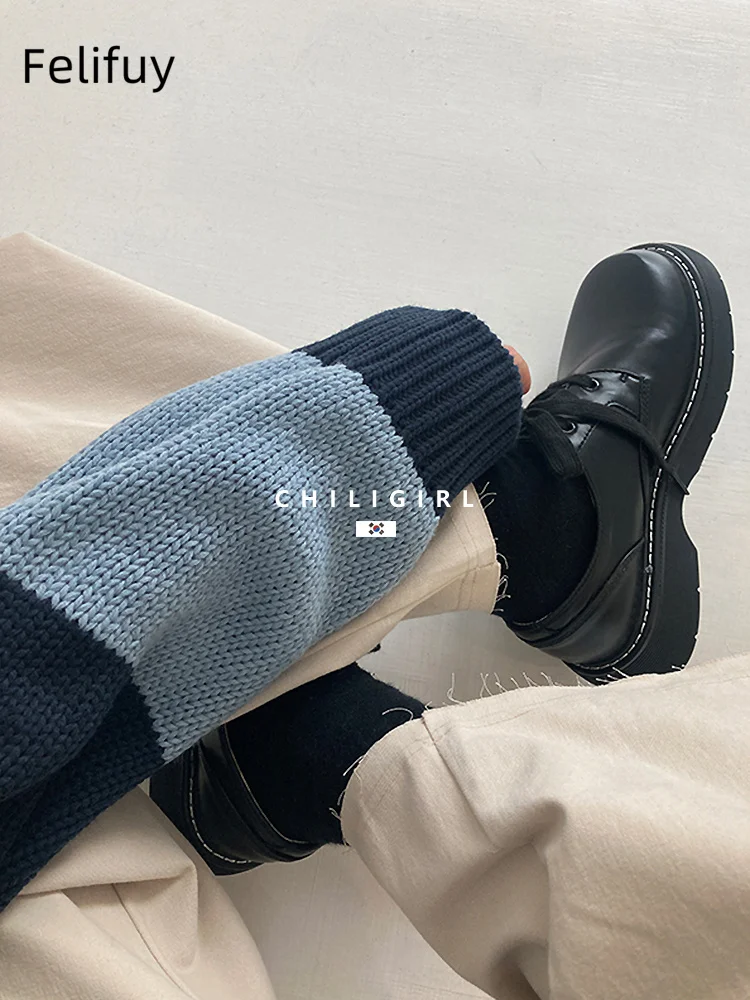 

Real Leather Ankle Boots for Women British Style Retro Short Boots Platform Trendy lady Boot Lace-up Comfortable Zapatos Hombre