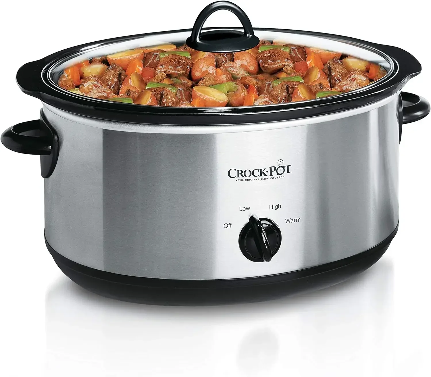 

7 Quart Oval Manual Slow Cooker, Stainless Steel (SCV700-S-BR), Versatile Cookware for Large Families or Entertaining