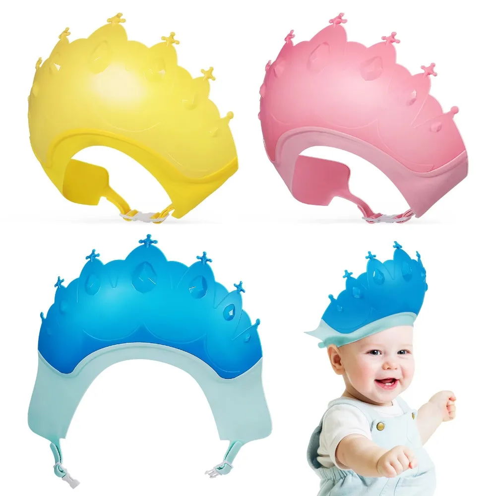 

Comfortable Ear Protection Kids Shower Cap Hair Shield Elastic Band Hair Wash Hat Soft Adjustable Baby Shower Soft Cap Baby Care
