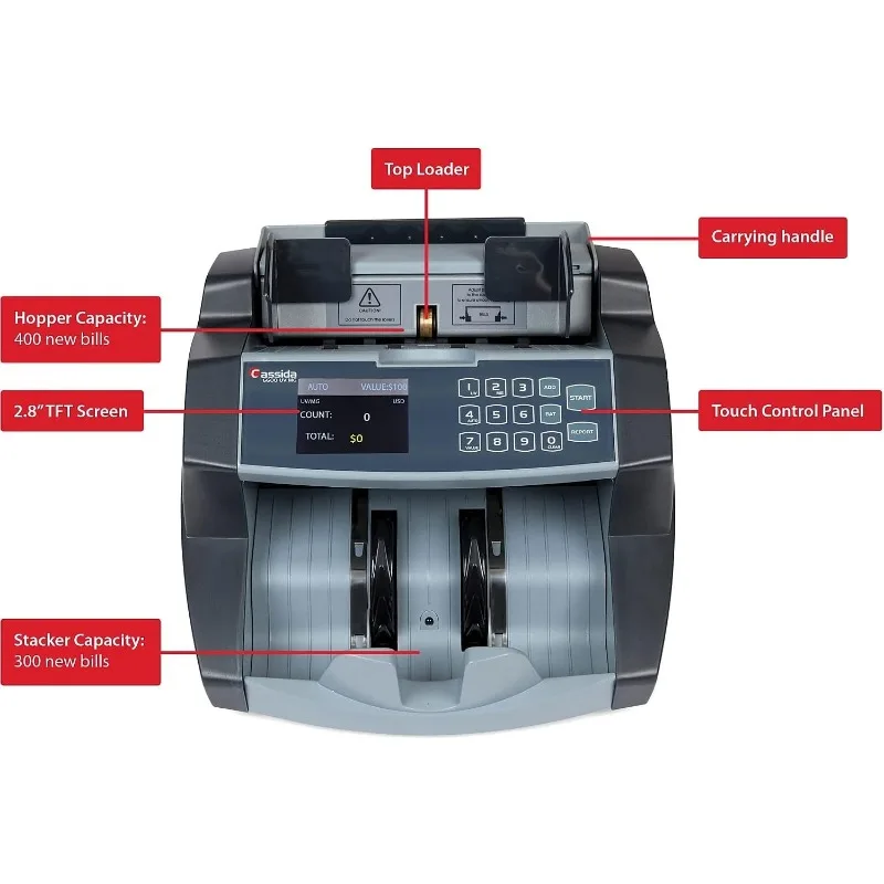 6600 UV USA เครื่องนับธนบัตรเกรดธุรกิจพร้อมเครื่องตรวจจับธนบัตรปลอม w/valucount™