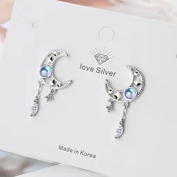 Pendientes de plata de ley 925 para mujer, aretes con borla de Luna, joyería de diseñador de lujo, venta al por mayor