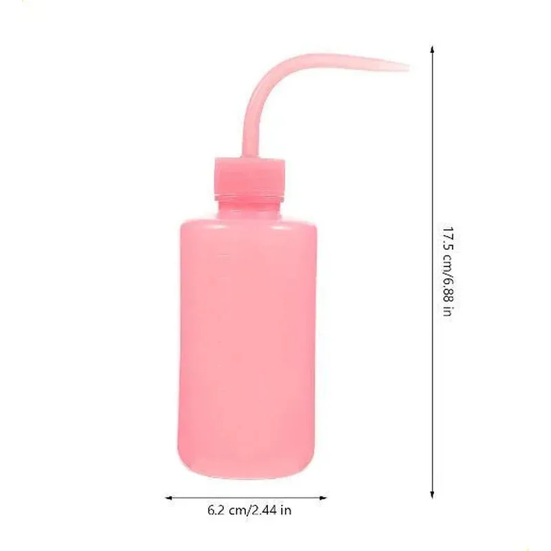 250ml Pink Bend Mouth Eyelash Cleaning Rinse Bottle, Curved Nozzle Wash Pot, Safe Flush Container for Eyelash Extension Cleaning
