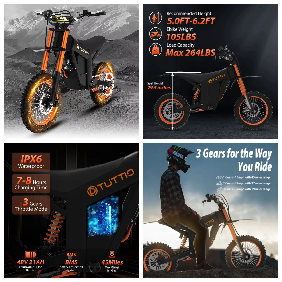 

Электрический мопед с пиковой мощностью двигателя 2000 Вт, 48В 21Ач, съемная батарея, скорость 45 км/ч, запас хода 50 км, гидравлические тормоза, алюминиевый сплав, Soleil01