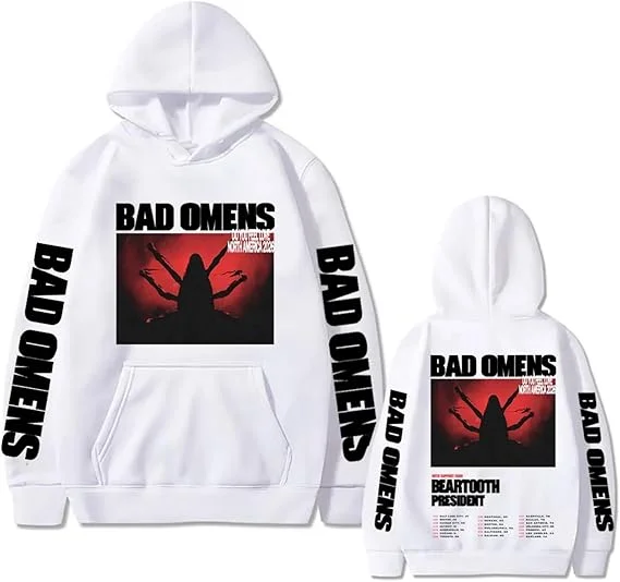 Bad Omens 2026 Tour Merch Hoodie Men's and Women's Retro Loose Fit Pullover Men's Hip Hoo Plus Size Streetwear