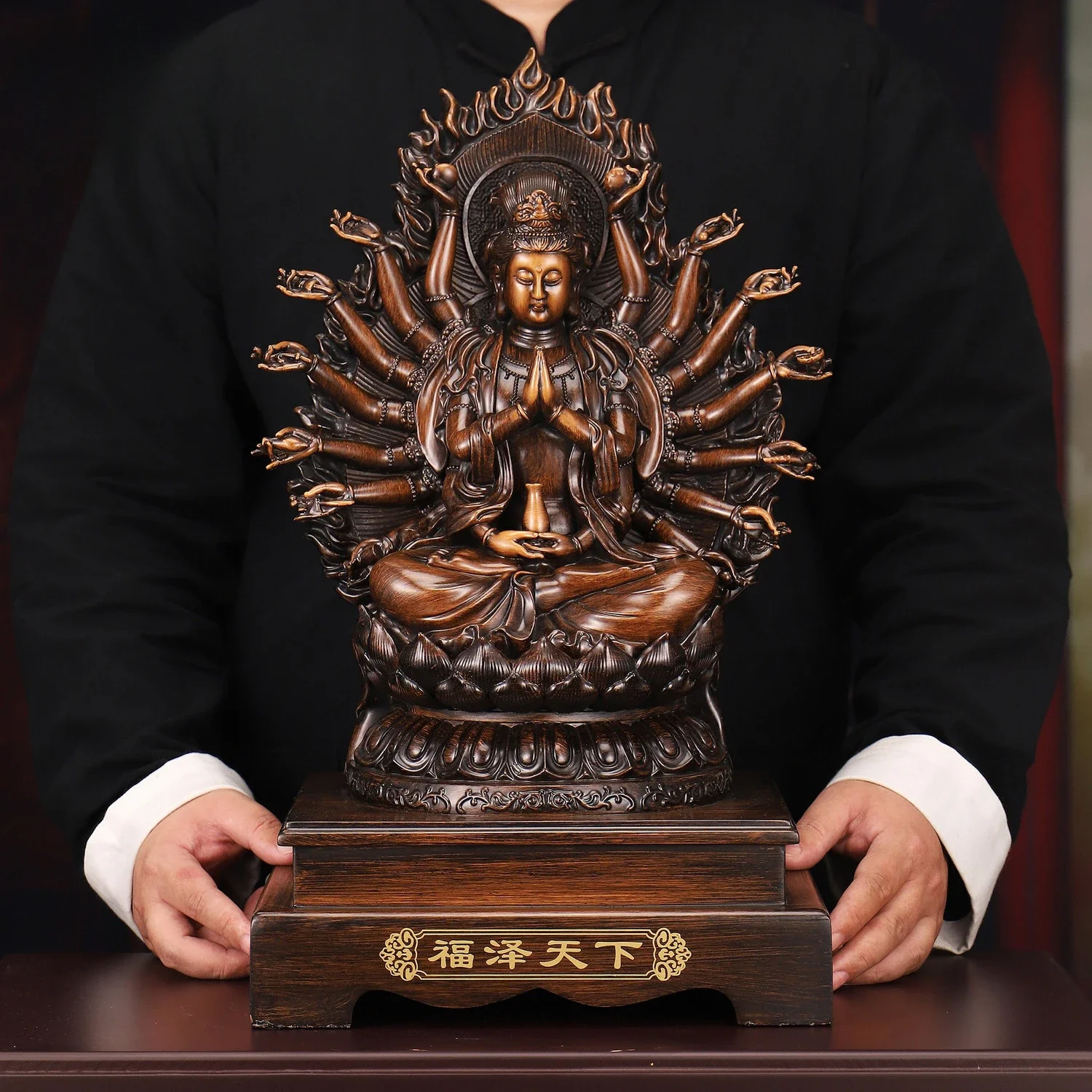 Thousand Hand Guanyin Statue Bodhisattva Figurine Home Altar Decor Resin Craft Meditation Zen Feng Shui Gift for Buddhist