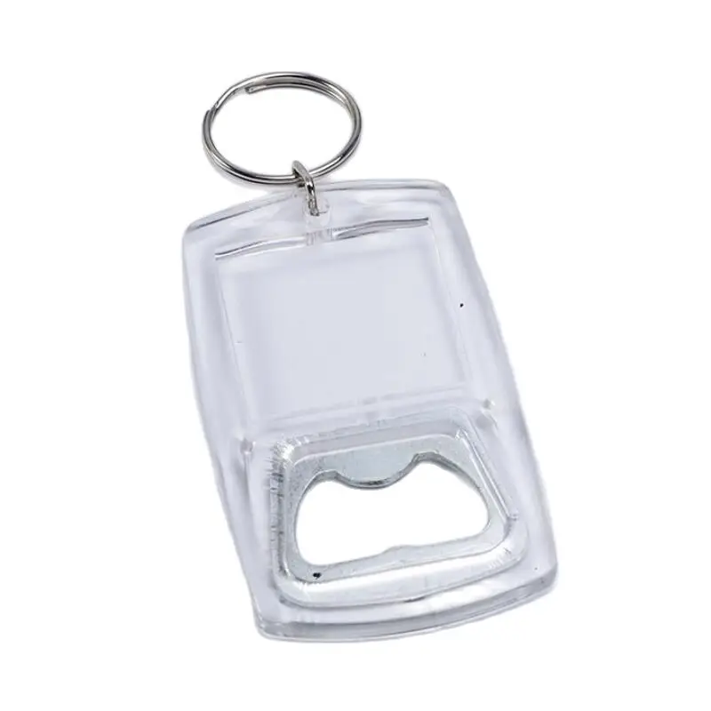 1Pcs DIY Picture Frame Keyring Holder Blank Keychain Wine Opener Custom Personalised Insert Photo