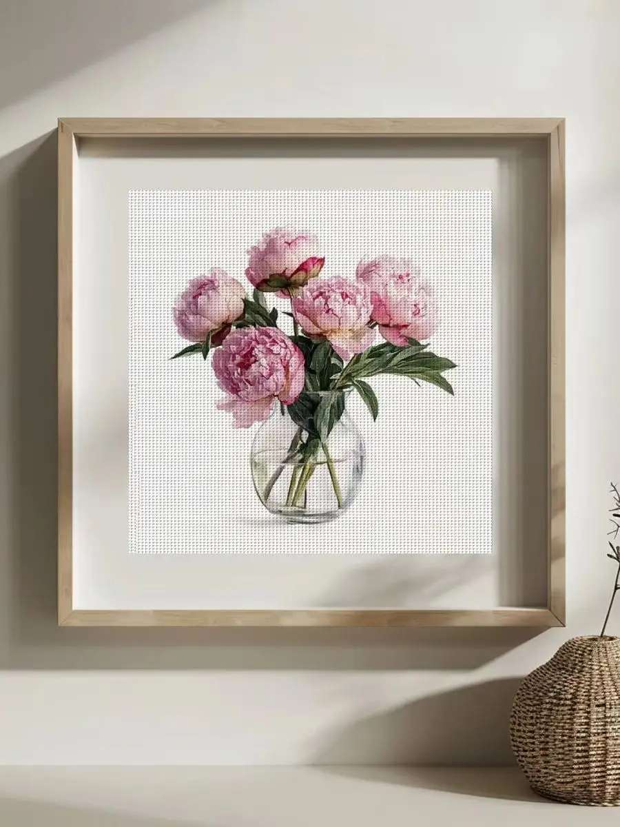 1 Stück 30x30 cm/11,8 Zoll Blumen Gestempeltes Kreuzstich-Set DIY-Set 11/14/16CT DIY Stickset DIY Kreuzstich-Set Joy Sunday – Detail 1