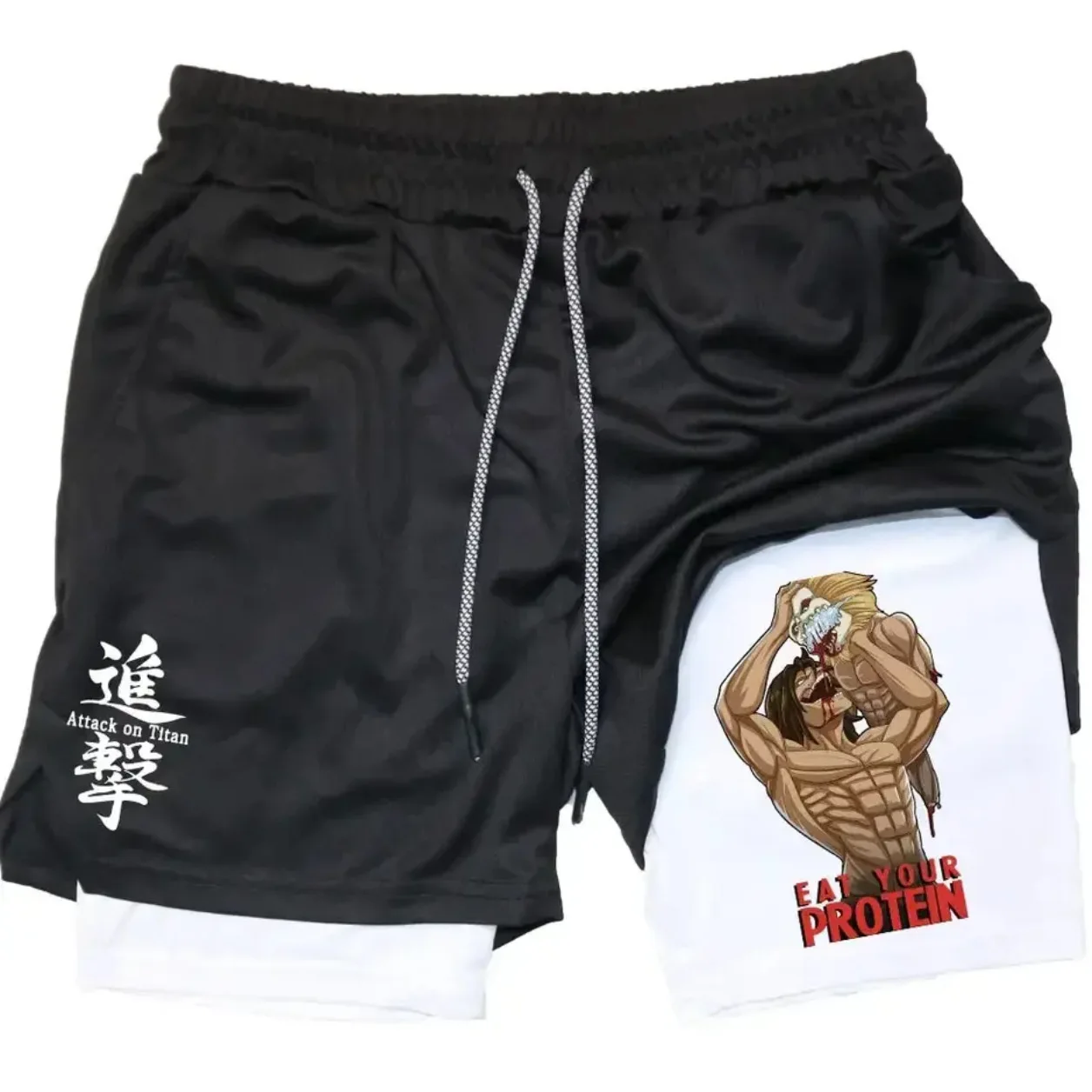 Men\'s printed sports pants, casual running pants, outdoor pants, double-layer pants, new style, can hold mobile phones in summer