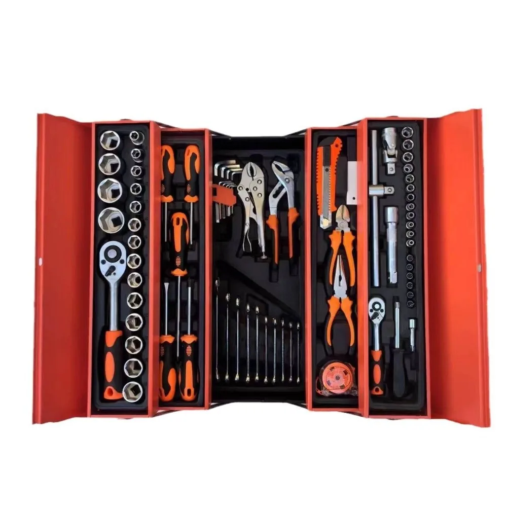 85 Pcs Multi-function Hand Tool Set Combination Set Three-layer Wrench Set Box Folding Design Repair Tool Set Mechanic Repair