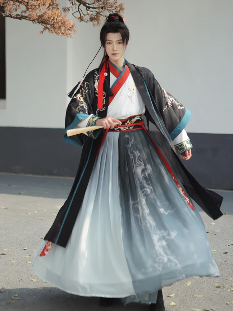 

Hanfu Men's Chinese Style Ancient Costume Jin Made Waist Length Ru Skirt Wei Jin Style 2023 Autumn New Martial Arts Swordsman