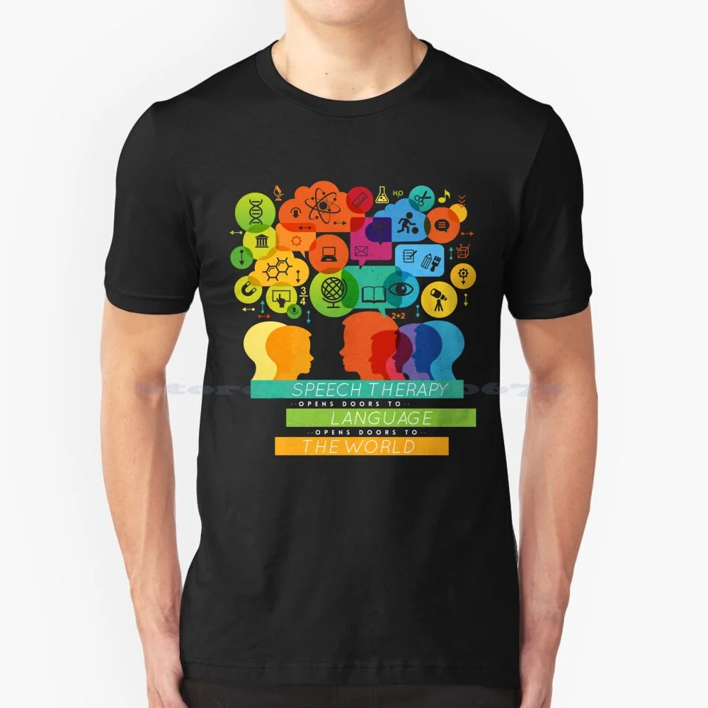 Speech Therapy Opens Doors To The World T Shirt 100% Cotton Tee Slp Speech Therapy Cognitive Therapy Dysphagia Cognitive