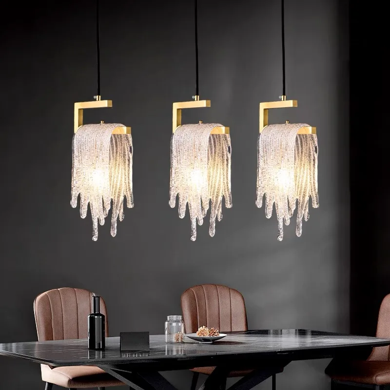 Modern Crystal LED Pendant Lights Bedroom Bedside Hanging Lamp Hallway Living Room TV Background Art Decoration Lighting Fixture