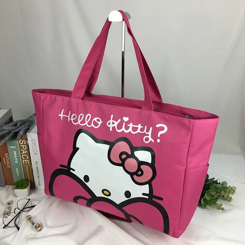 MINISO Hello Kitty Shoulder Bag Women\'s Fashion Printed Large Capacity Handbag Foldable Shopping Bag Storage Bag